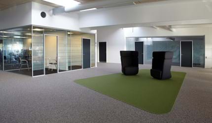 afpasset Fraster tæppe grøn på kontor